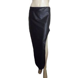 Flash Skirt Jr Small Black Faux Leather long sexy hi lo streetwear goth maxi